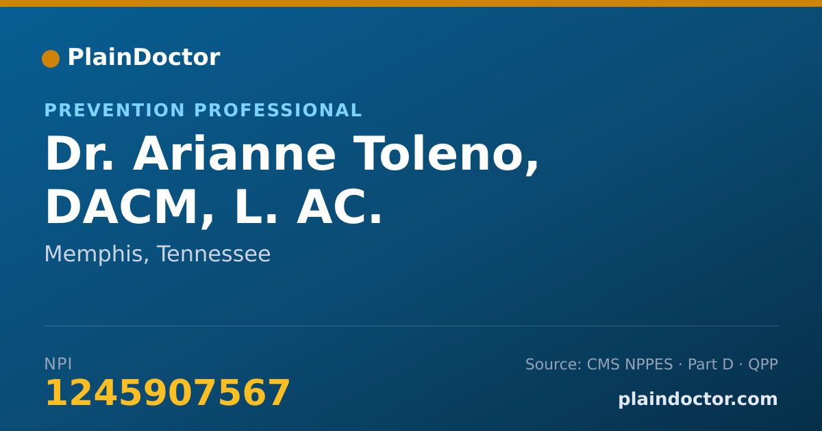 Shareable card for Arianne Toleno, DACM, L. AC. - Prevention Professional, Memphis, TN