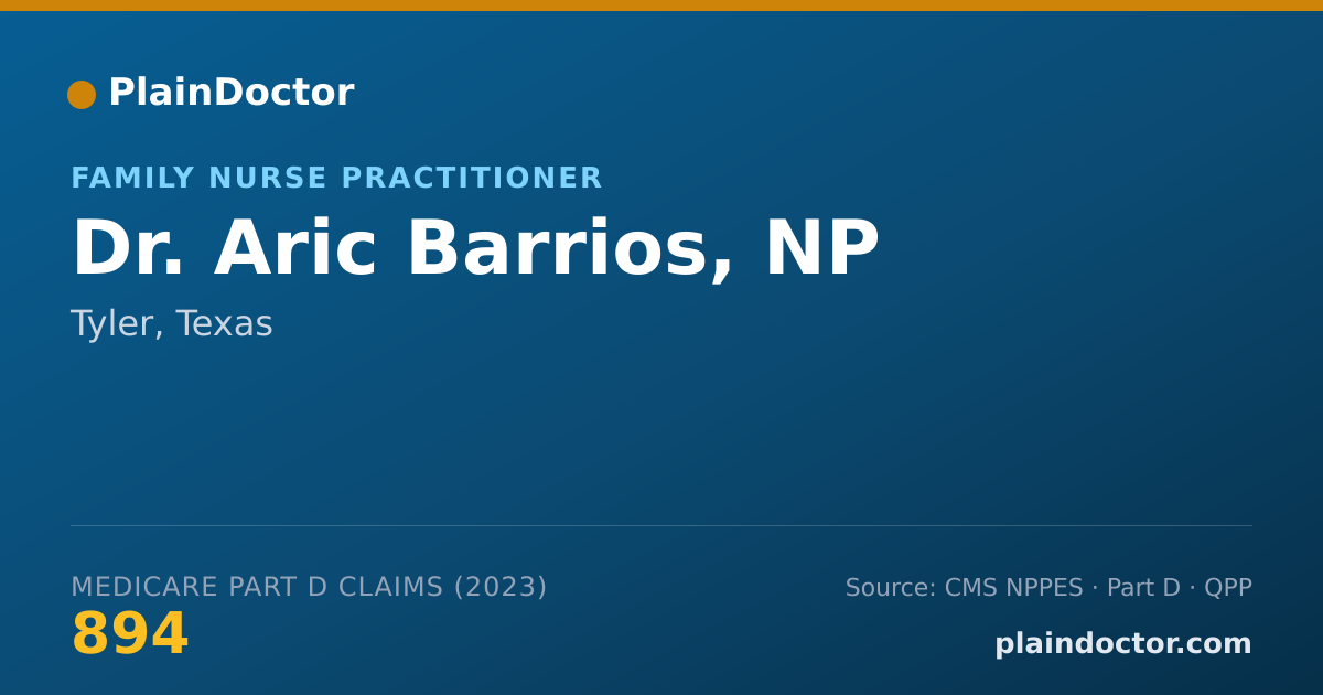 Shareable card for Aric Barrios, NP - Family Nurse Practitioner, Tyler, TX