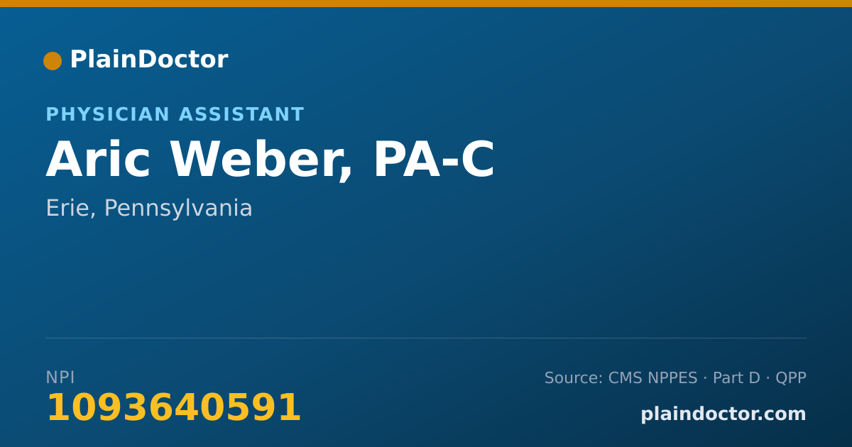 Shareable card for Aric Weber, PA-C - Physician Assistant, Erie, PA