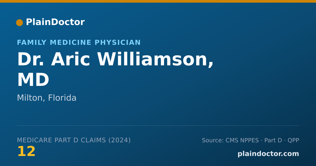 Shareable card for Aric Williamson, MD - General Practice Physician, Milton, FL