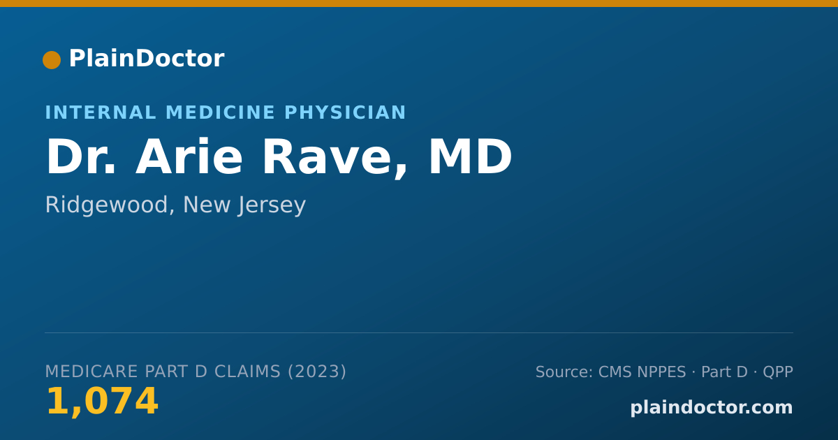 Shareable card for Arie Rave, MD - Internal Medicine Physician, Ridgewood, NJ