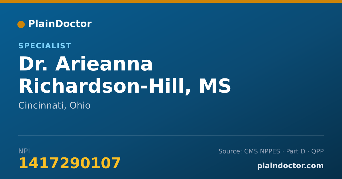 Shareable card for Arieanna Richardson-Hill, MS - Specialist, Cincinnati, OH