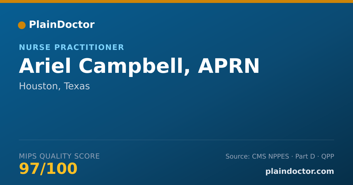 Shareable card for Ariel Campbell, APRN - Nurse Practitioner, Houston, TX