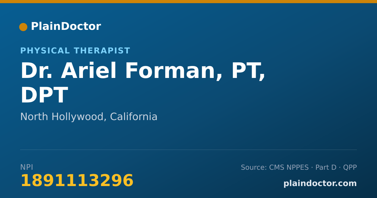Shareable card for Ariel Forman, PT, DPT - Physical Therapist, North Hollywood, CA