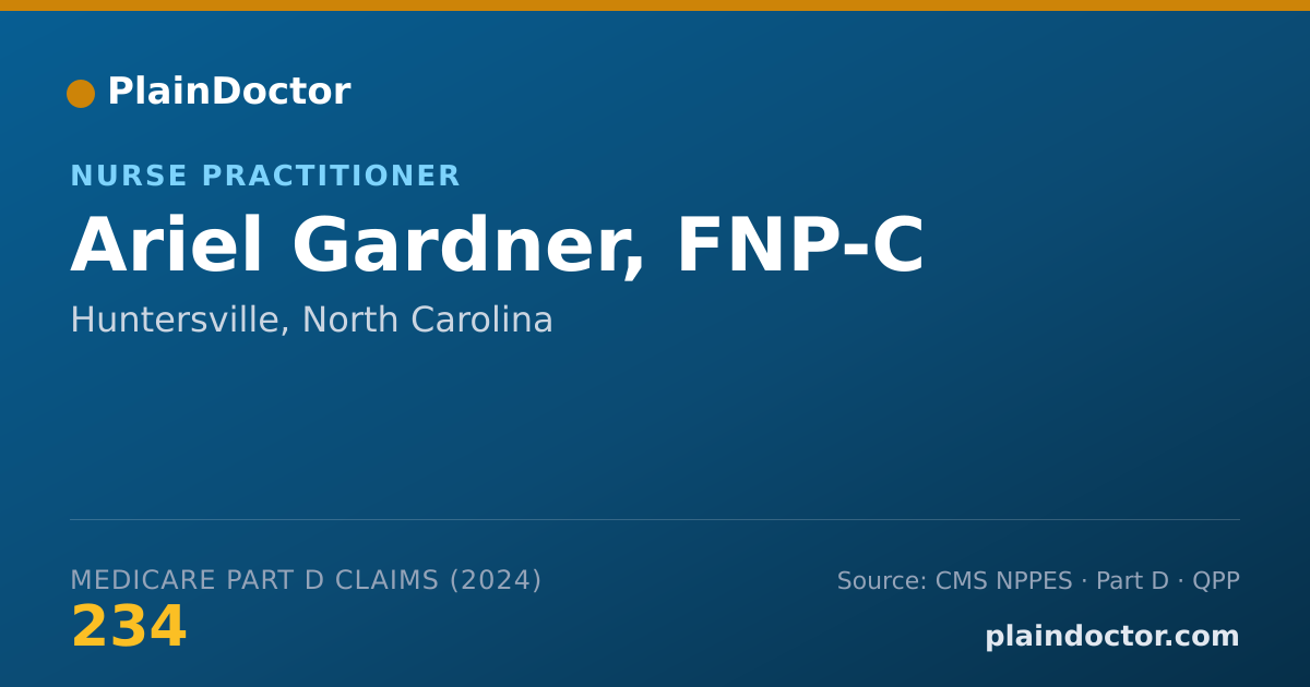 Shareable card for Ariel Gardner, FNP-C - Nurse Practitioner, Huntersville, NC