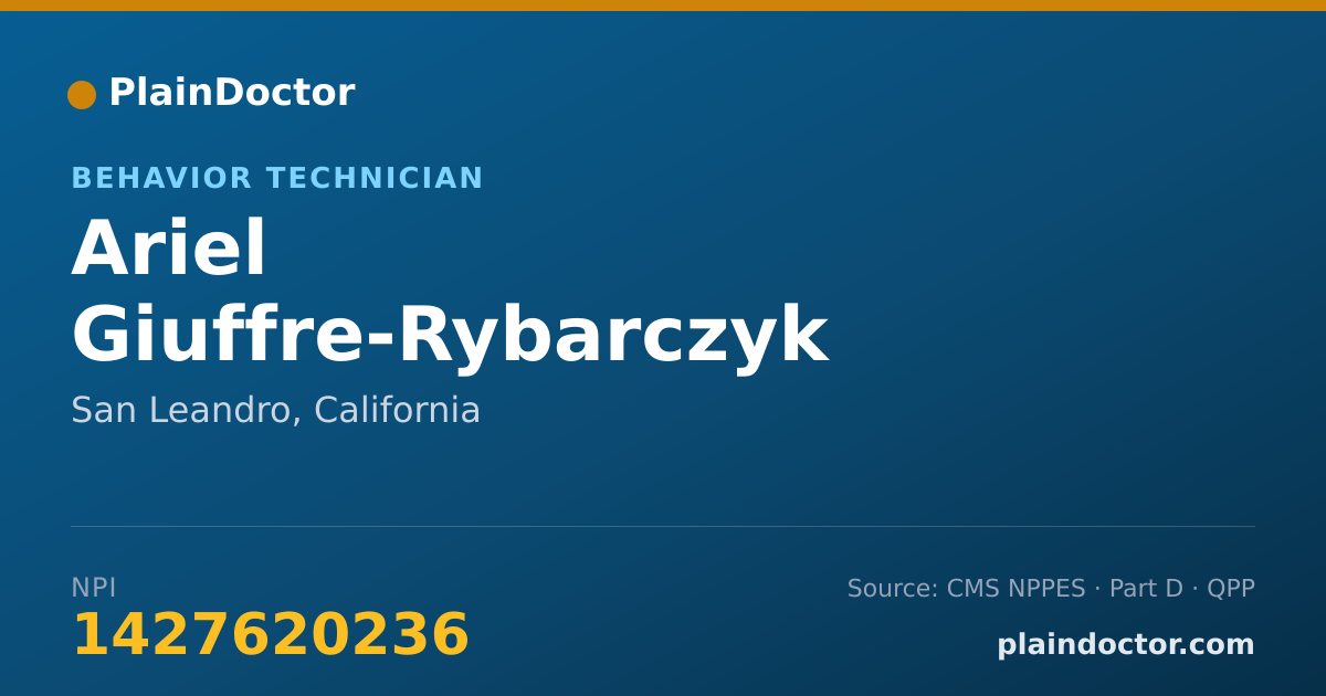 Shareable card for Ariel Giuffre-Rybarczyk - Behavior Technician, San Leandro, CA