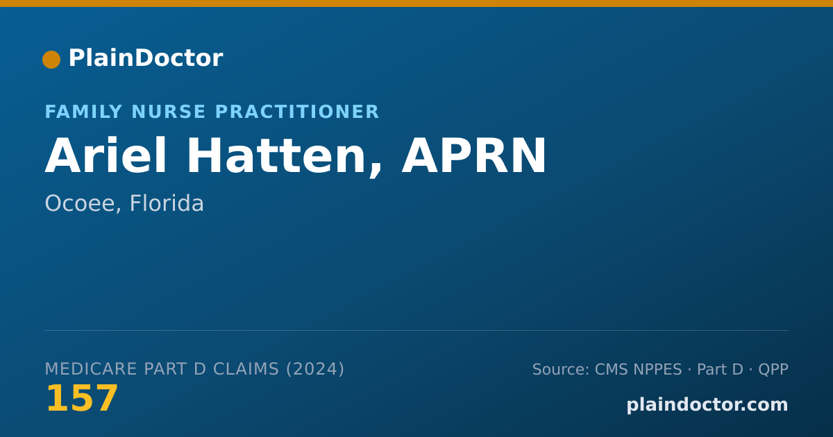 Shareable card for Ariel Hatten, APRN - Family Nurse Practitioner, Ocoee, FL