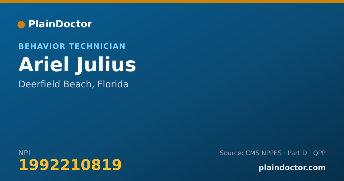 Shareable card for Ariel Julius - Behavior Technician, Deerfield Beach, FL