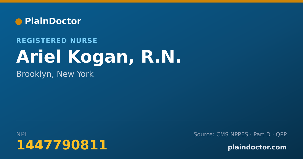 Shareable card for Ariel Kogan, R.N. - Registered Nurse, Brooklyn, NY