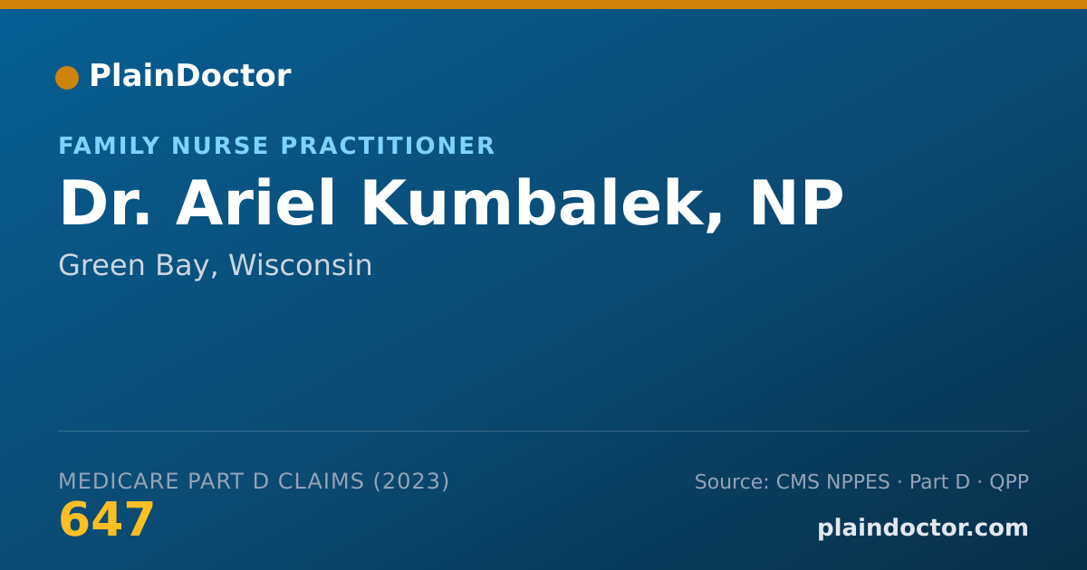 Shareable card for Ariel Kumbalek, NP - Family Nurse Practitioner, Green Bay, WI