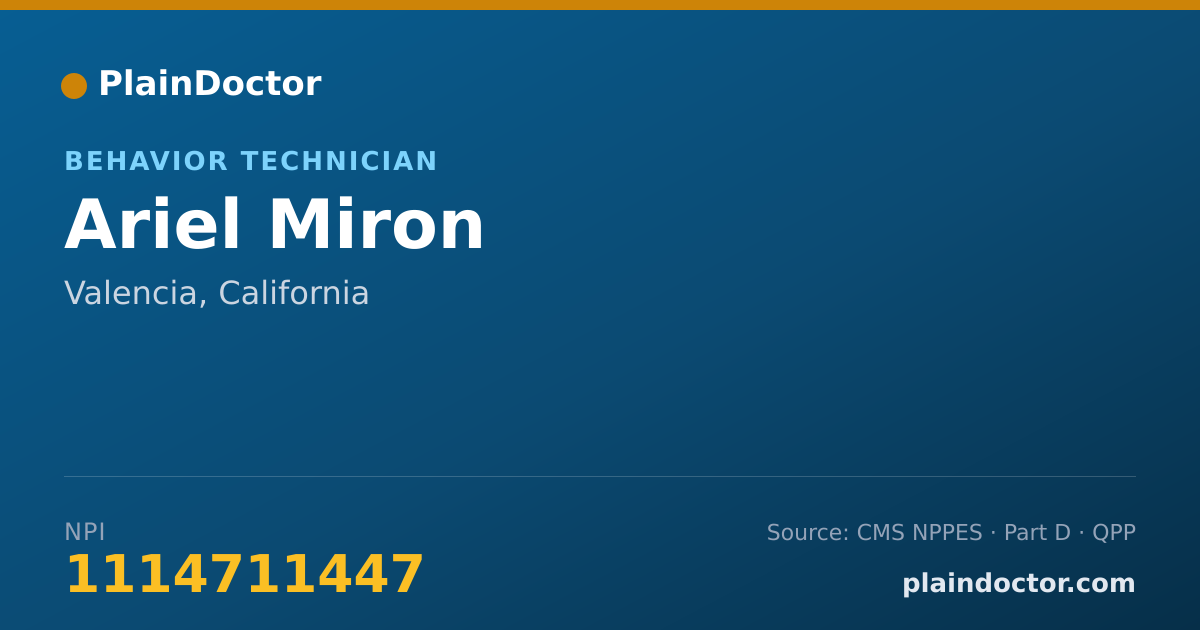 Shareable card for Ariel Miron - Behavior Technician, Valencia, CA