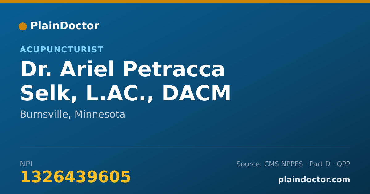 Shareable card for Ariel Petracca Selk, L.AC., DACM - Acupuncturist, Burnsville, MN