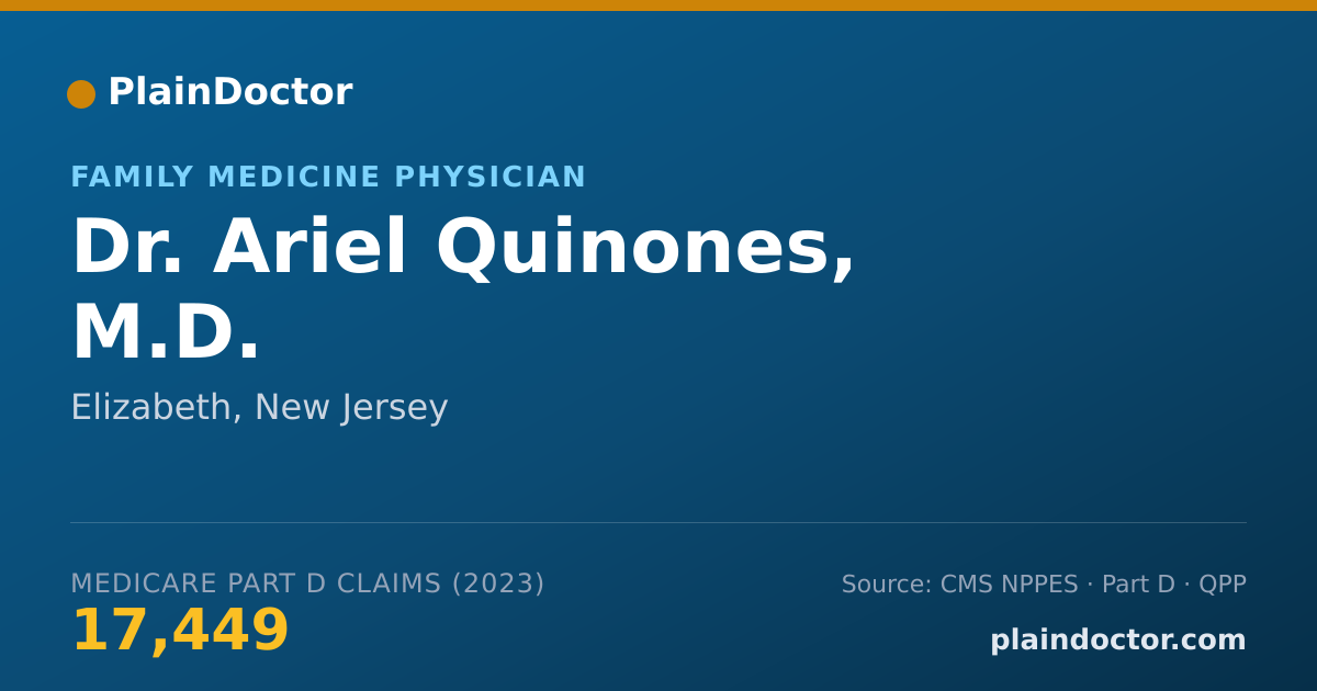 Shareable card for Ariel Quinones, M.D. - Family Medicine Physician, Elizabeth, NJ