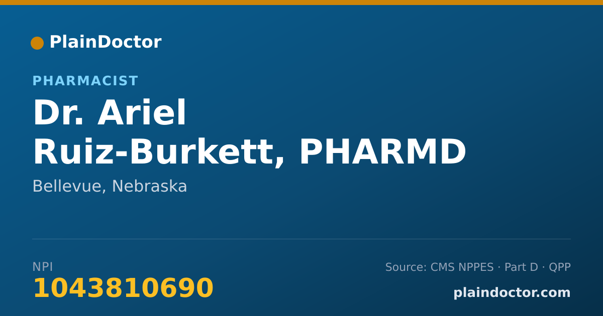 Shareable card for Ariel Ruiz-Burkett, PHARMD - Pharmacist, Bellevue, NE