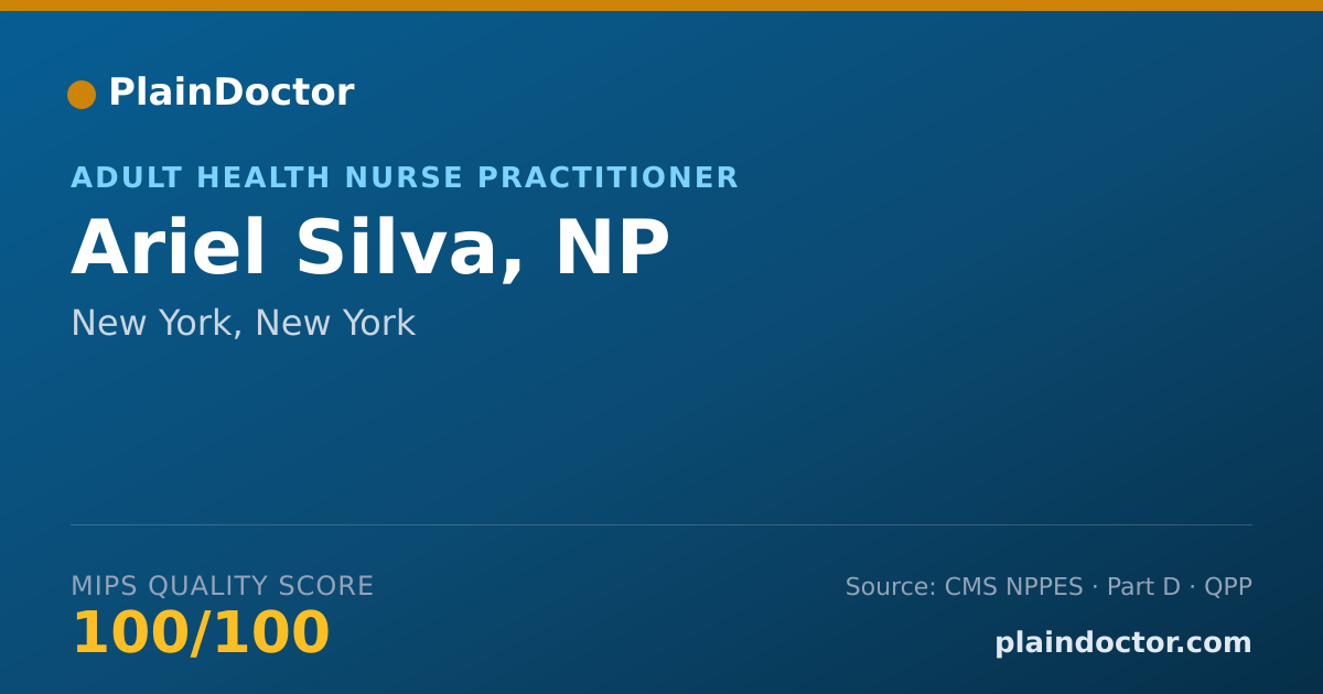 Shareable card for Ariel Silva, NP - Adult Health Nurse Practitioner, New York, NY