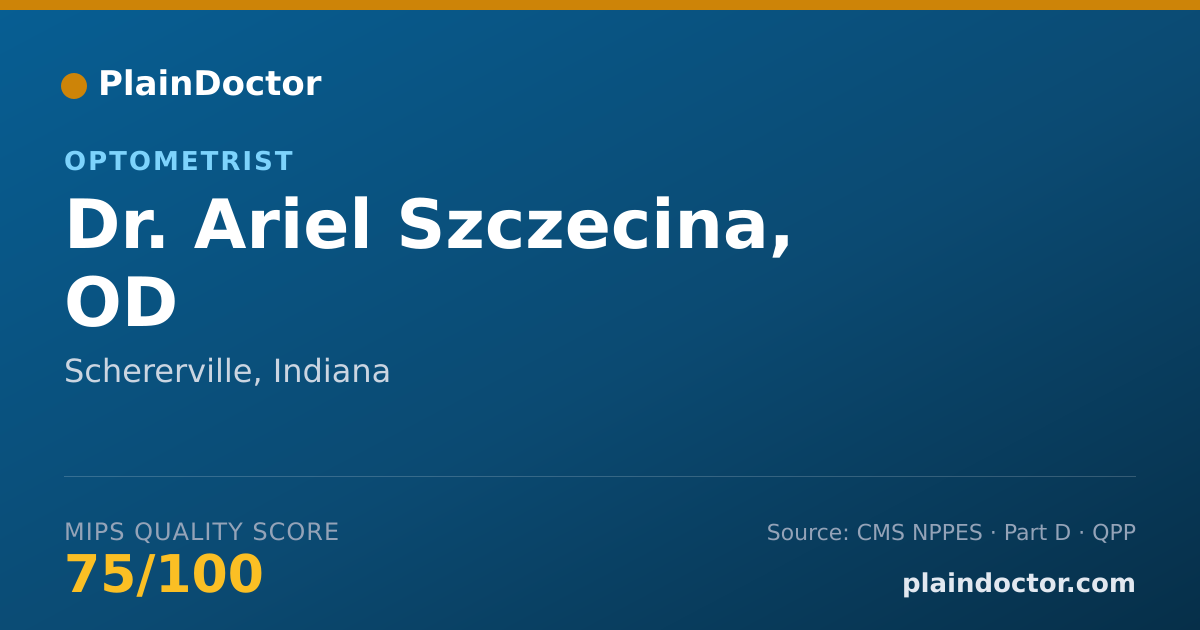 Shareable card for Ariel Szczecina, OD - Optometrist, Schererville, IN