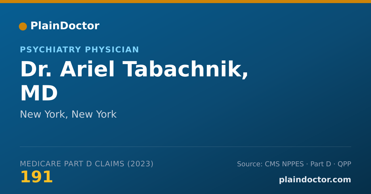Shareable card for Ariel Tabachnik, MD - Psychiatry Physician, New York, NY