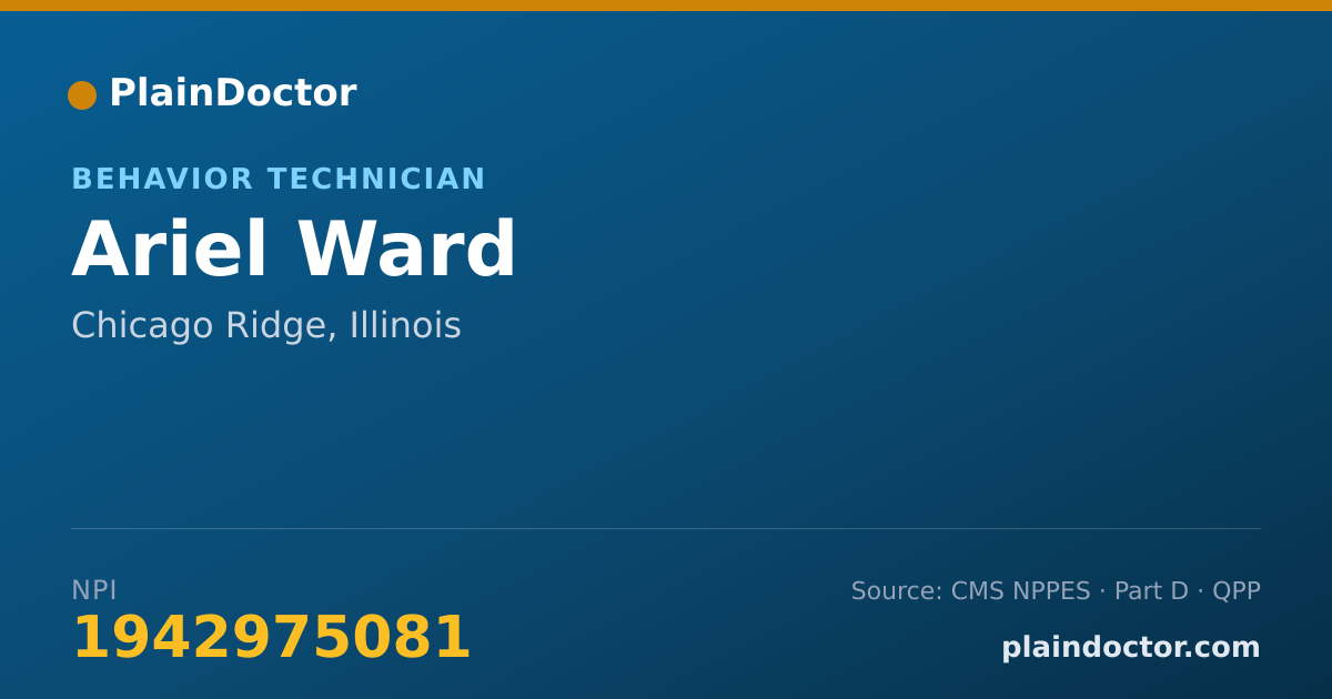 Shareable card for Ariel Ward - Behavior Technician, Chicago Ridge, IL