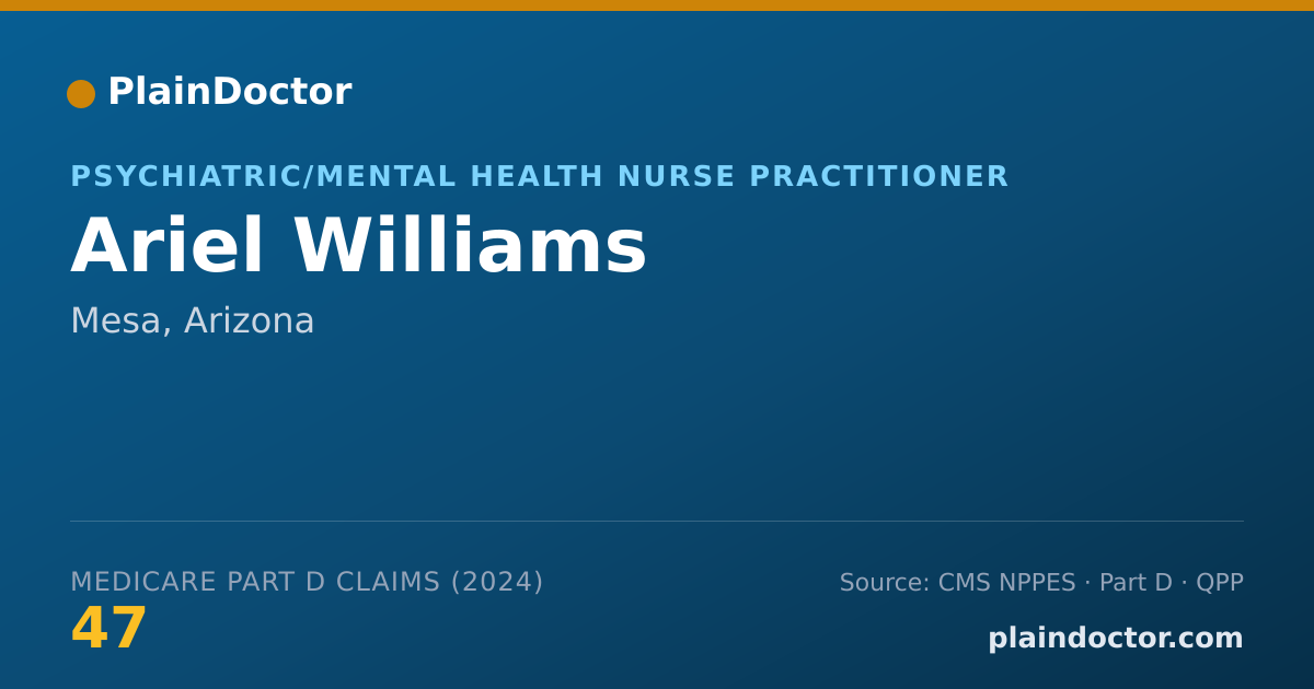 Shareable card for Ariel Williams - Psychiatric/Mental Health Nurse Practitioner, Mesa, AZ