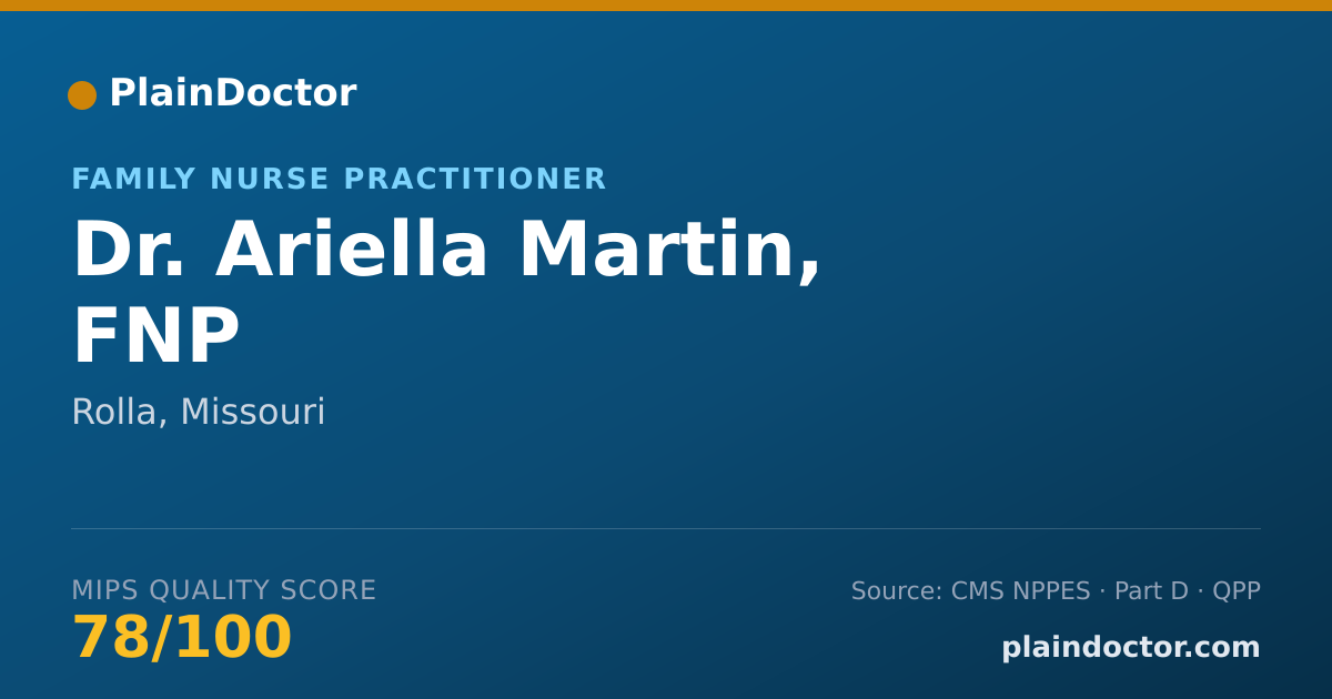 Shareable card for Ariella Martin, FNP - Family Nurse Practitioner, Rolla, MO