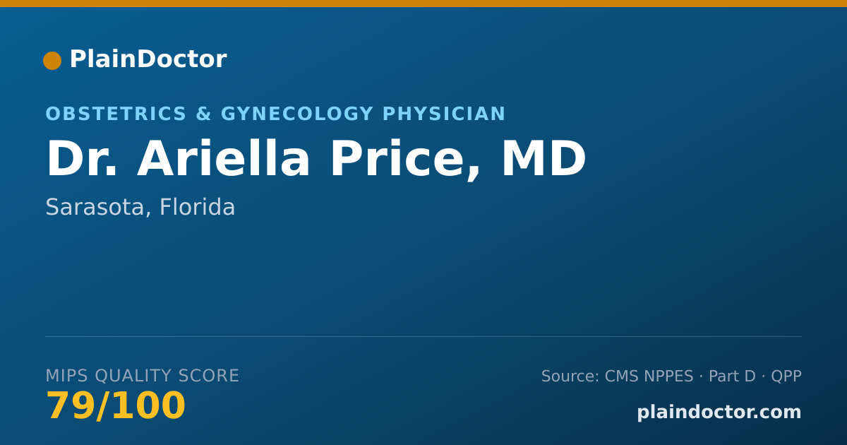 Shareable card for Ariella Price, MD - Obstetrics & Gynecology Physician, Sarasota, FL