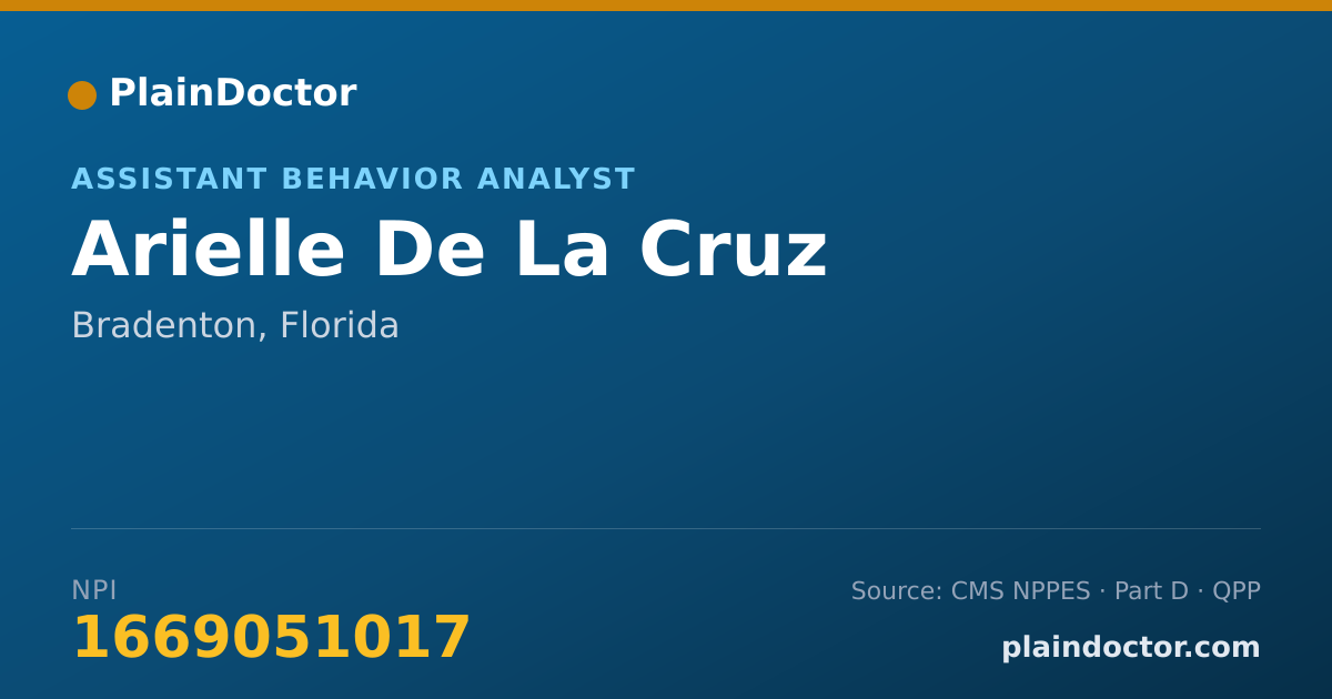 Shareable card for Arielle De La Cruz - Assistant Behavior Analyst, Bradenton, FL