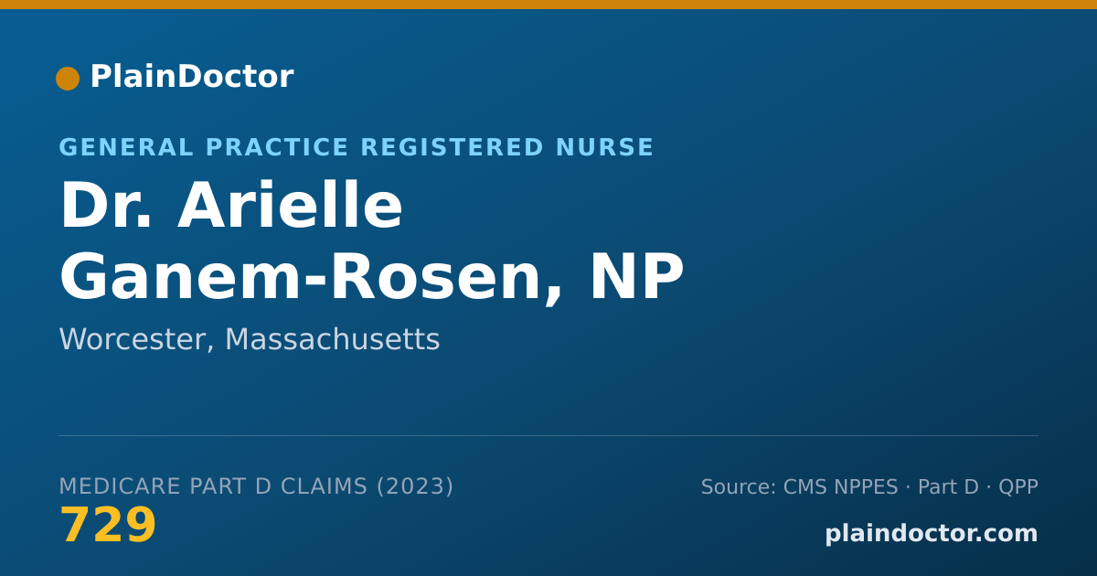 Shareable card for Arielle Ganem-Rosen, NP - General Practice Registered Nurse, Worcester, MA