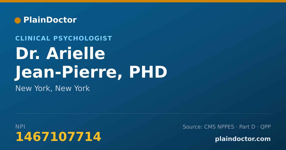 Shareable card for Arielle Jean-Pierre, PHD - Clinical Psychologist, New York, NY