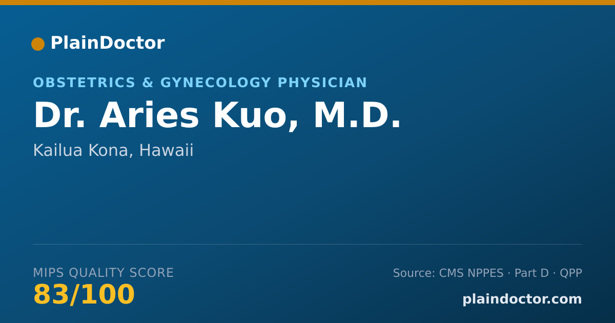 Shareable card for Aries Kuo, M.D. - Obstetrics & Gynecology Physician, Kailua Kona, HI