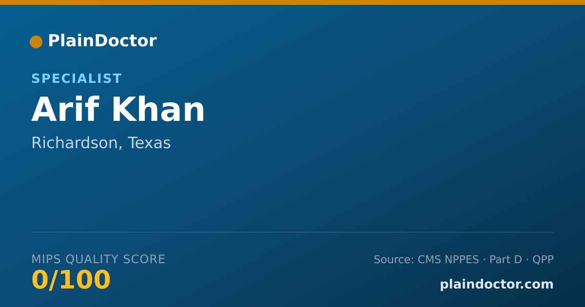Shareable card for Arif Khan - Specialist, Richardson, TX