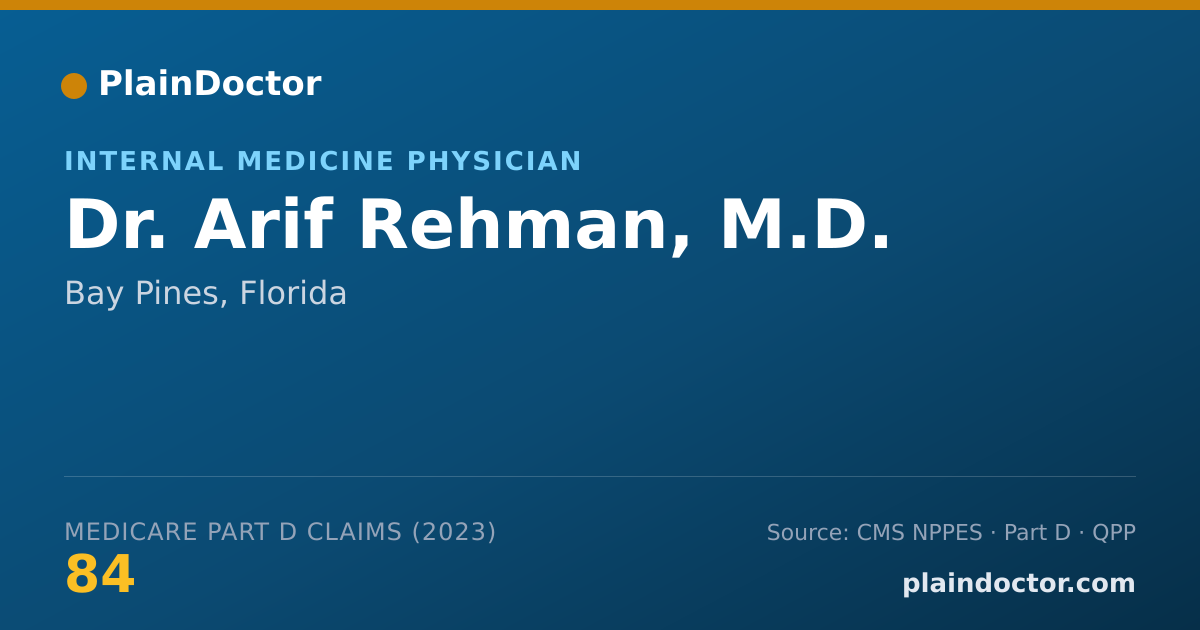 Shareable card for Arif Rehman, M.D. - Internal Medicine Physician, Bay Pines, FL