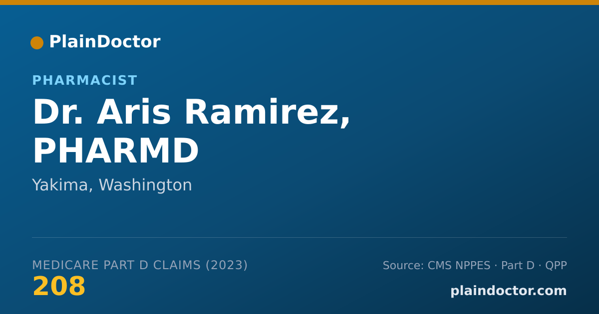 Shareable card for Aris Ramirez, PHARMD - Pharmacist, Yakima, WA