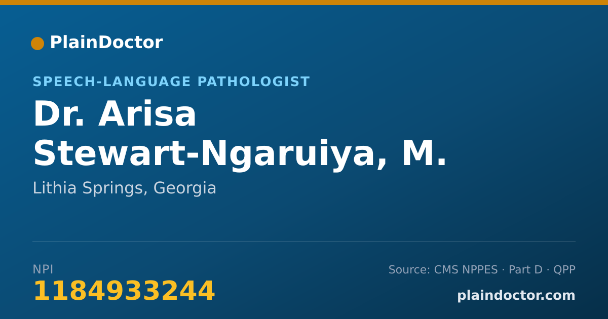 Shareable card for Arisa Stewart-Ngaruiya, M. ED. CCC-SLP - Speech-Language Pathologist, Lithia Springs, GA