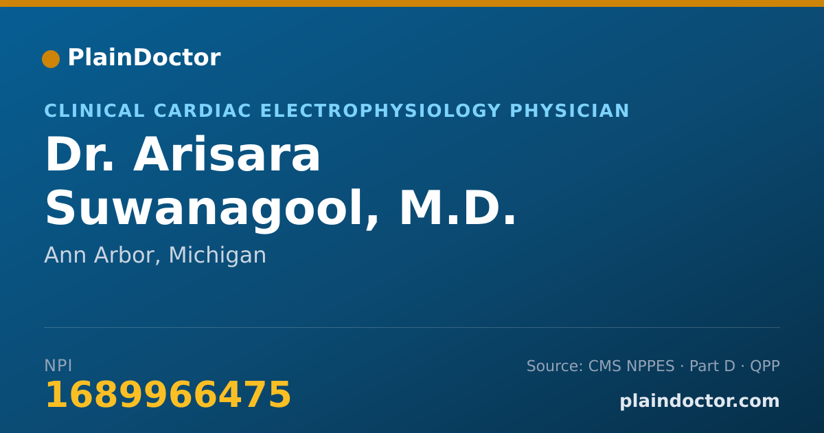 Shareable card for Arisara Suwanagool, M.D. - Clinical Cardiac Electrophysiology Physician, Ann Arbor, MI