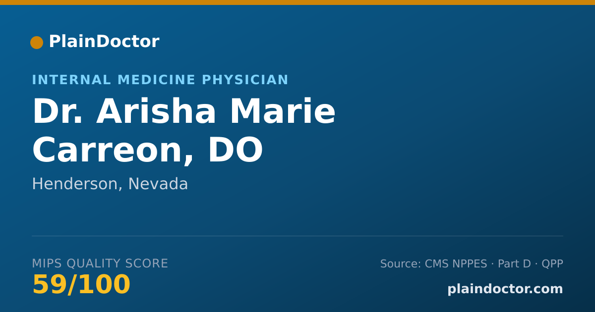 Shareable card for Arisha Marie Carreon, DO - Internal Medicine Physician, Henderson, NV