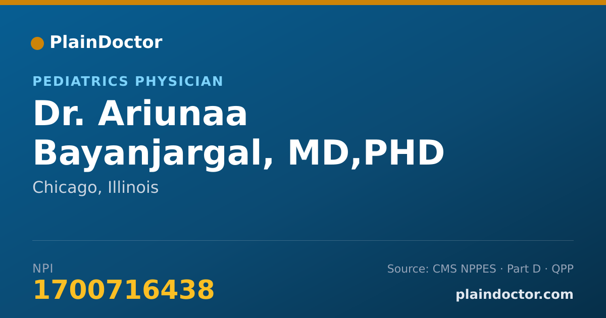 Shareable card for Ariunaa Bayanjargal, MD,PHD - Pediatrics Physician, Chicago, IL