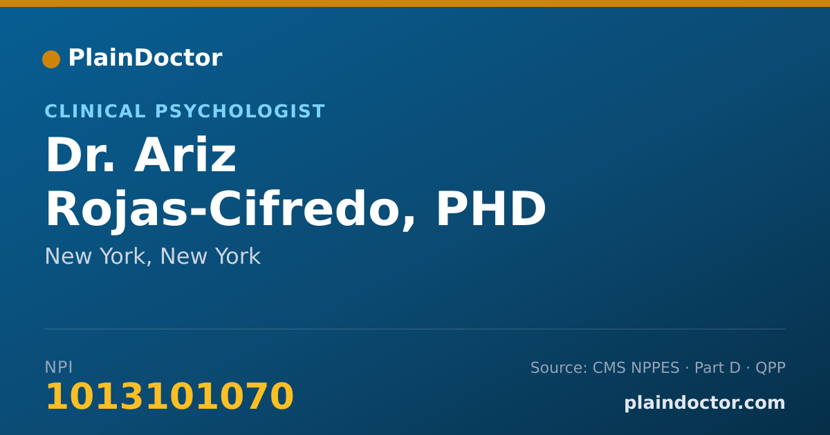 Shareable card for Ariz Rojas-Cifredo, PHD - Clinical Psychologist, New York, NY