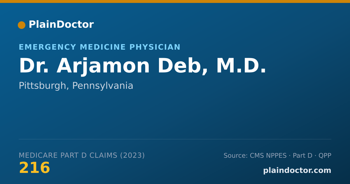 Shareable card for Arjamon Deb, M.D. - Emergency Medicine Physician, Pittsburgh, PA