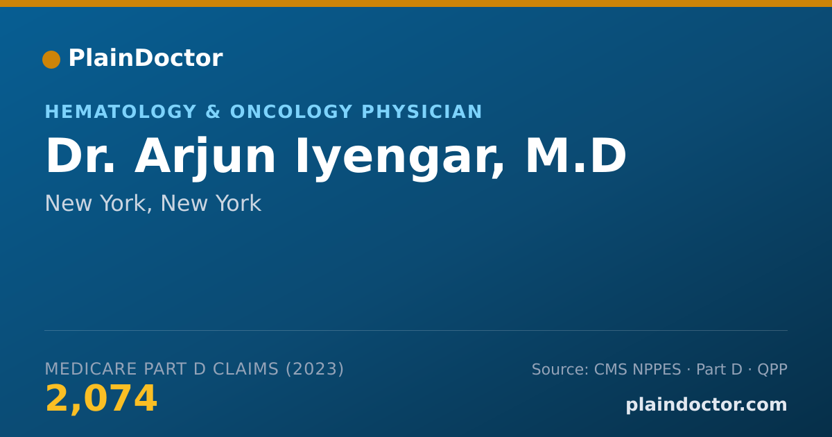 Shareable card for Arjun Iyengar, M.D - Hematology & Oncology Physician, New York, NY