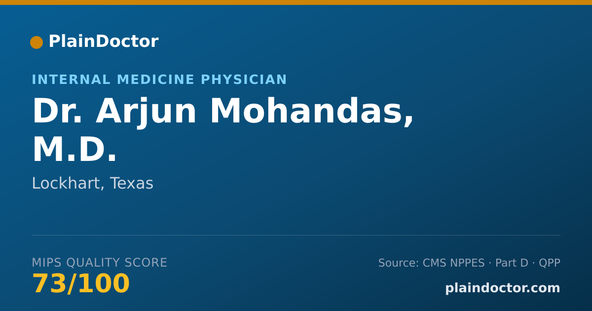 Shareable card for Arjun Mohandas, M.D. - Internal Medicine Physician, Lockhart, TX