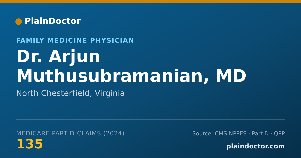 Shareable card for Arjun Muthusubramanian, MD - Family Medicine Physician, North Chesterfield, VA
