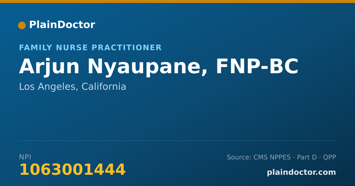Shareable card for Arjun Nyaupane, FNP-BC - Registered Nurse, Los Angeles, CA