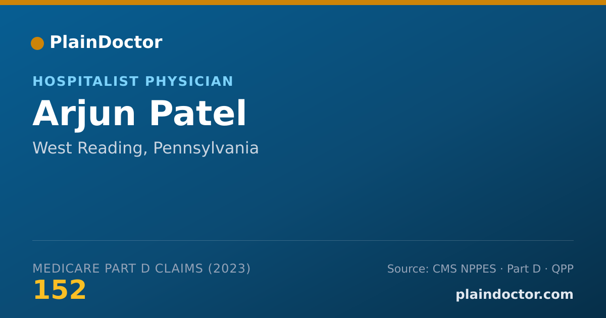 Shareable card for Arjun Patel - Hospitalist Physician, West Reading, PA