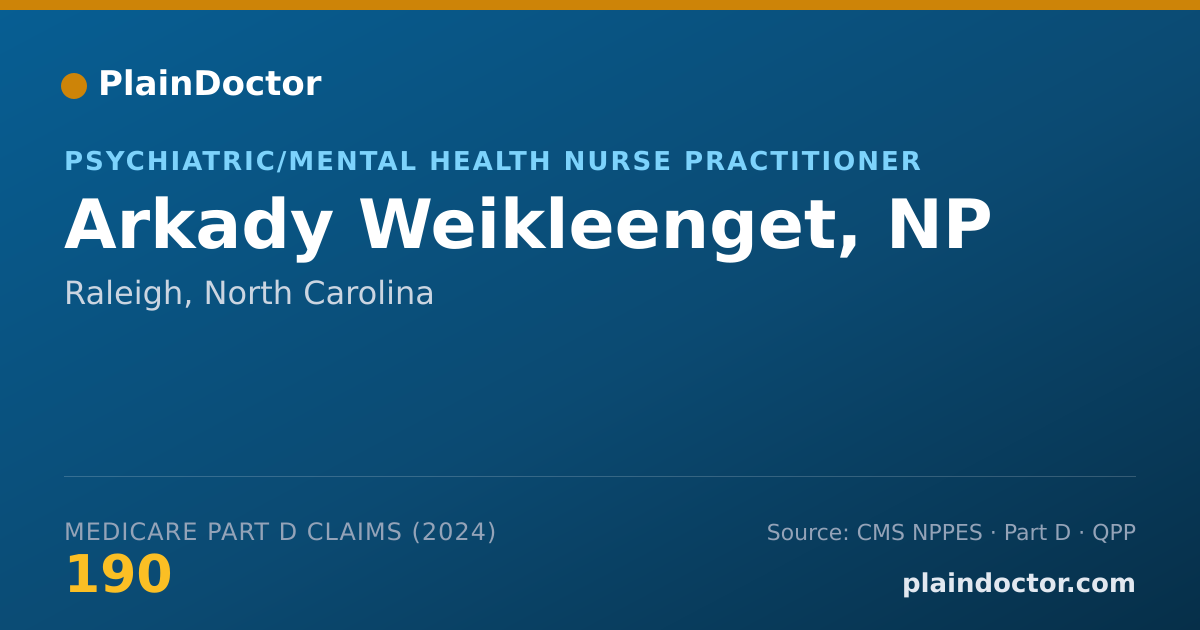 Shareable card for Arkady Weikleenget, NP - Psychiatric/Mental Health Nurse Practitioner, Raleigh, NC