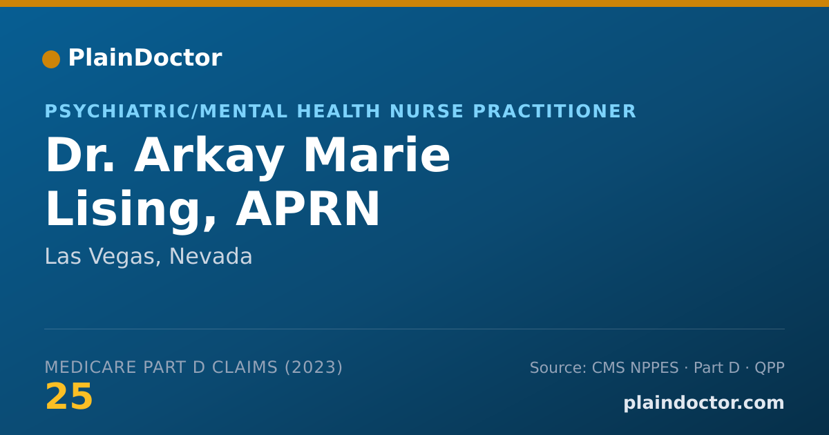 Shareable card for Arkay Marie Lising, APRN - Psychiatric/Mental Health Nurse Practitioner, Las Vegas, NV