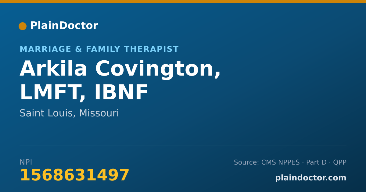 Shareable card for Arkila Covington, LMFT, IBNF - Behavior Analyst, Saint Louis, MO