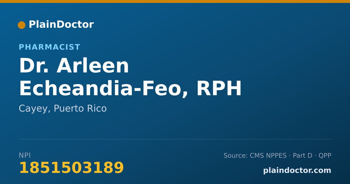 Shareable card for Arleen Echeandia-Feo, RPH - Pharmacist, Cayey, PR