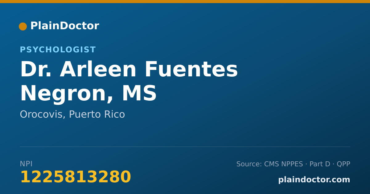 Shareable card for Arleen Fuentes Negron, MS - Psychologist, Orocovis, PR