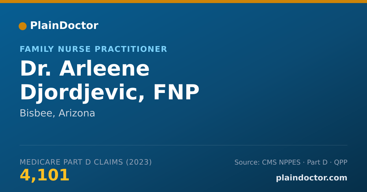 Shareable card for Arleene Djordjevic, FNP - Family Nurse Practitioner, Bisbee, AZ