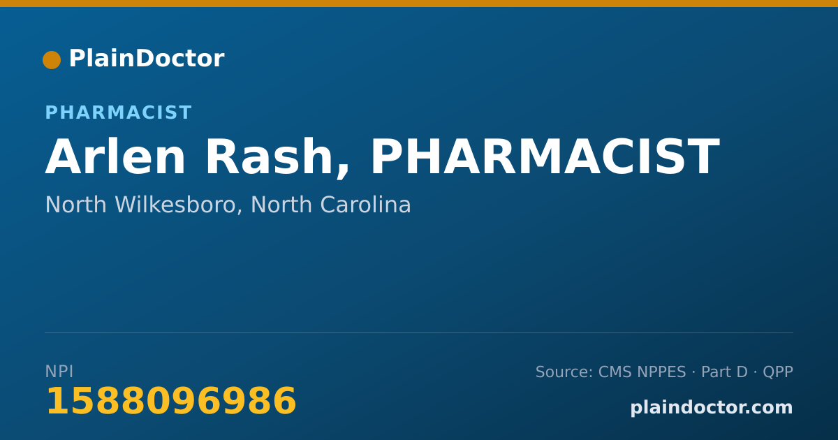 Shareable card for Arlen Rash, PHARMACIST - Pharmacist, North Wilkesboro, NC